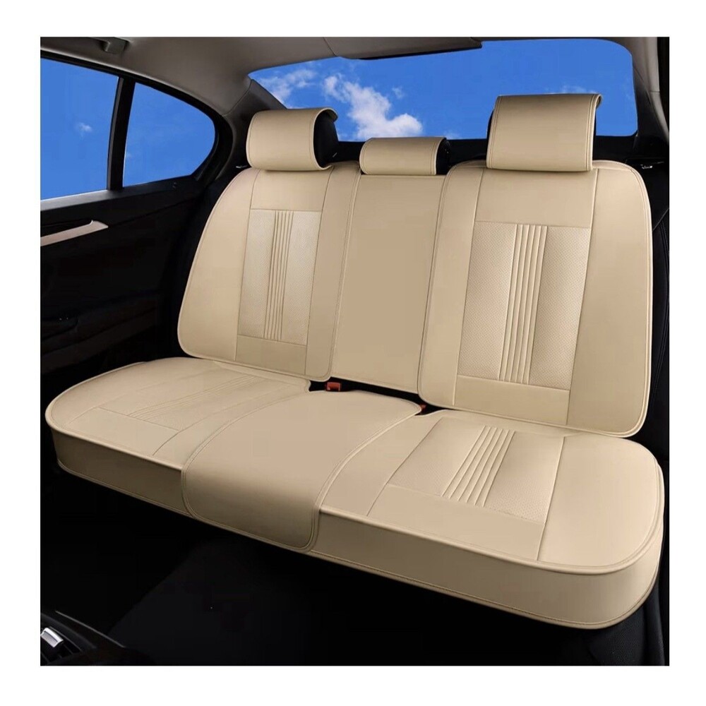 Huidasource Beige Nappa Leather Rear Seat Cover Ventilated Universal SUV Truck